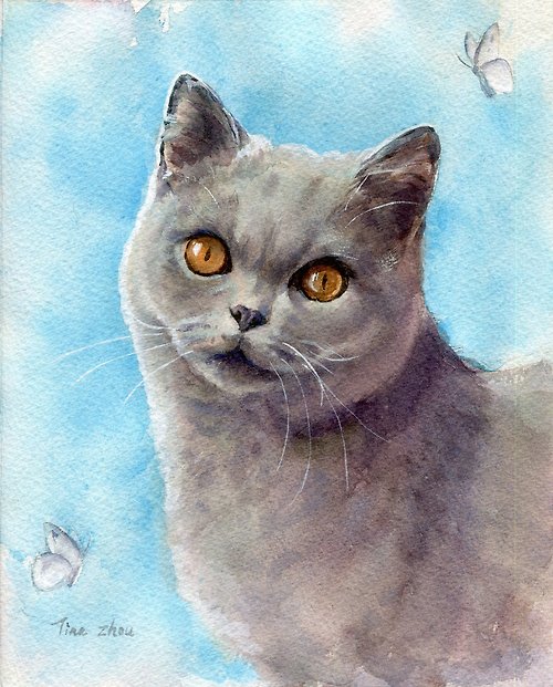 324art 【畫您的貓咪】貓咪似顏繪 手繪原畫 寵物紀念 客製畫像 肖像水彩