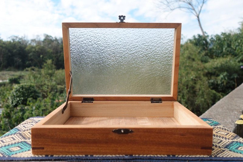 Old glass solid wood jewelry box (custom size according to demand) - Other - Wood Brown