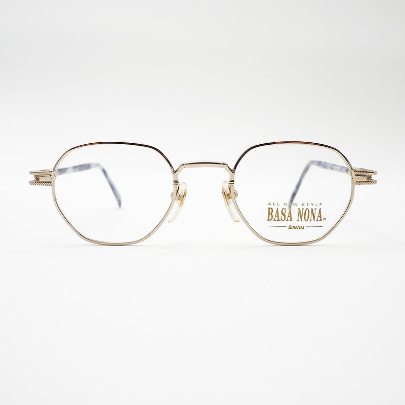 Monroe Optical Shop / Japan 22K gold hexagonal glasses frame no.A15 vintage - กรอบแว่นตา - ทอง 24 เค สีทอง