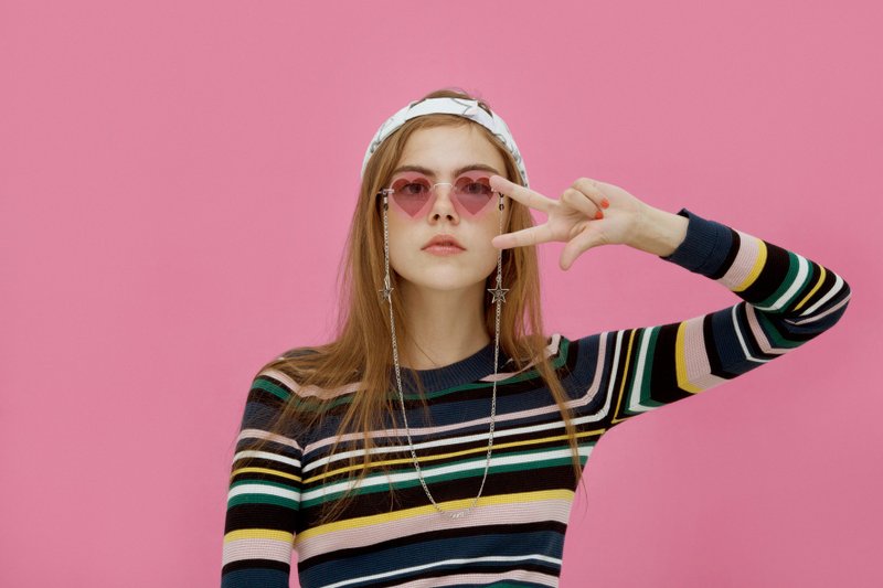 Pink heart sunglasses - 眼鏡/鏡框 - 其他金屬 粉紅色