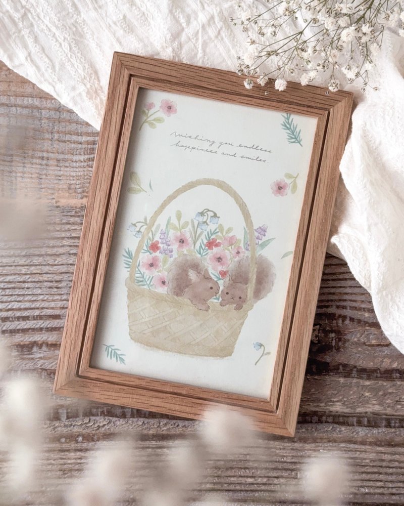 賑やかな花カゴ | リスのポストカード - 卡片/明信片 - 紙 