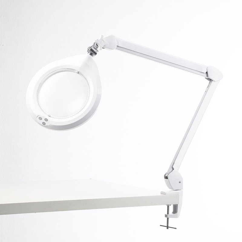 1.8x/3D/178mm 大鏡面LED調光時尚護眼檯燈放大鏡 桌夾式【E058】 - 燈具/燈飾 - 玻璃 白色