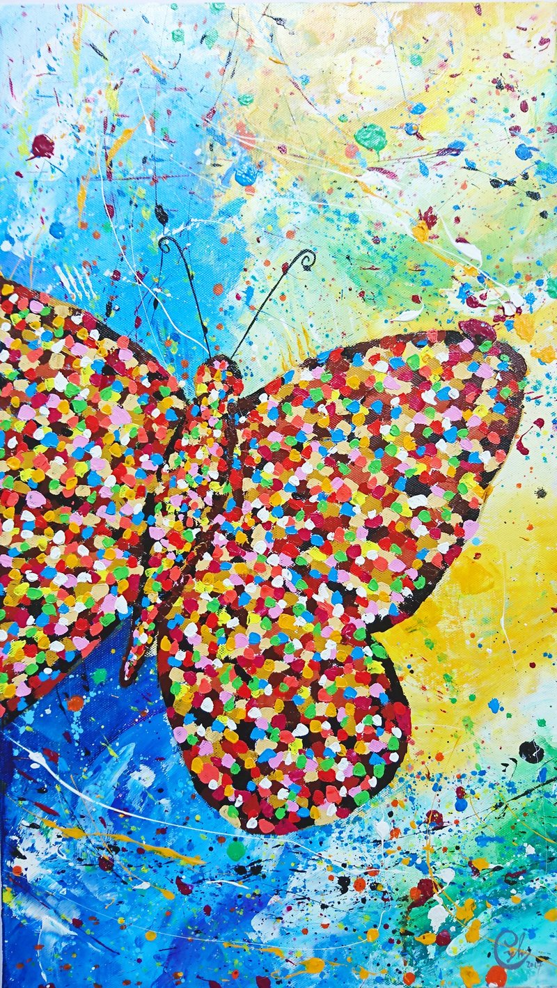 蝴蝶繪畫－冬天  一起去花園吧 - 海報/掛畫/掛布 - 棉．麻 多色