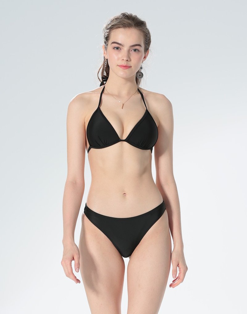 Haolang low-key black bikini top/Bikni TOP - ชุดว่ายน้ำผู้หญิง - เส้นใยสังเคราะห์ สีดำ