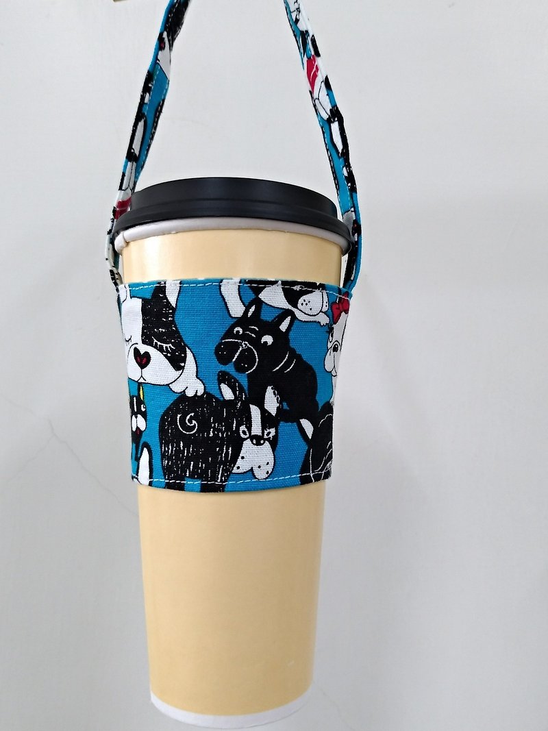 環境に配慮した手回しコーヒー飲料バッグバッグバッグのセットの飲料カップカップセット - 犬の大規模なコレクション（ブルー） - ドリンクホルダー - コットン・麻 