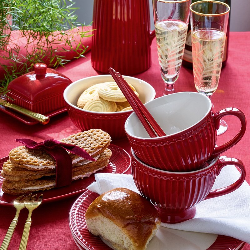 丹麥GreenGate Alice claret red 麥片碗 / 湯匙 - 碗 - 瓷 紅色