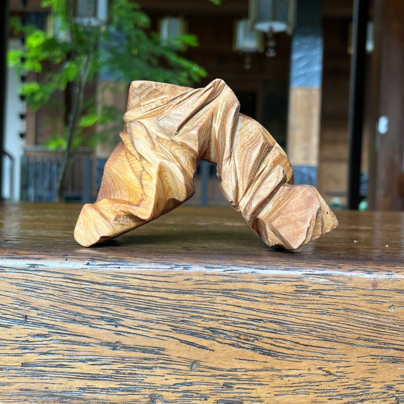 Flowing Light Crack VIII Wooden Sculpture Art Piece - Items for Display - Wood Brown