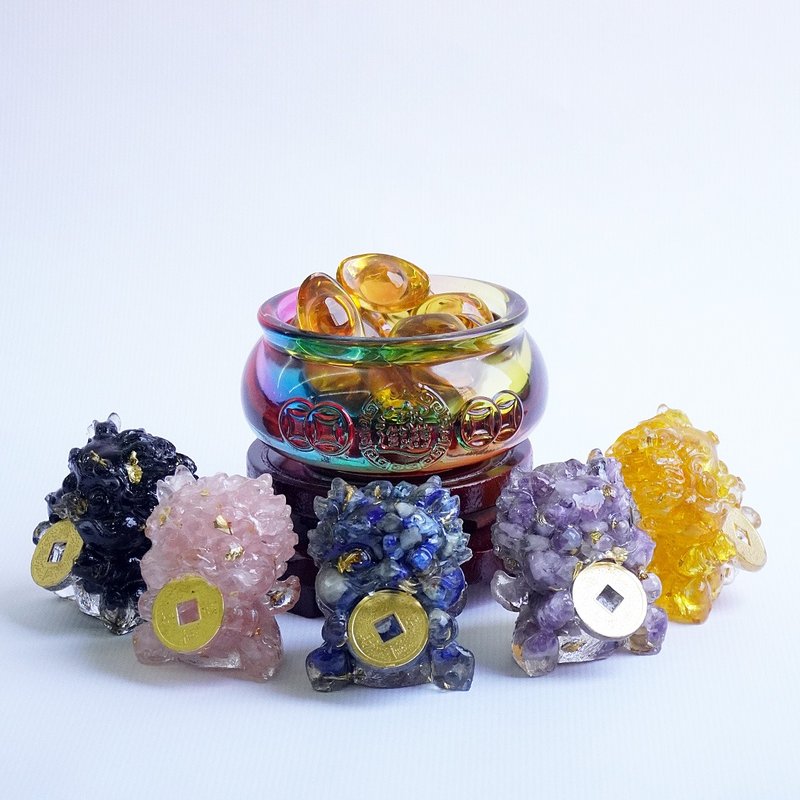 【Hourrae荷萊】開運聚財貔貅【5入水晶】聚寶盆組合 - 擺飾/家飾品 - 水晶 多色