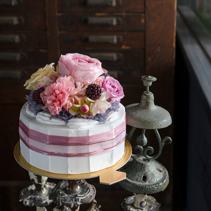 Pink Love You Cake Shape Flower Ceremony | Carnation Pink - ช่อดอกไม้แห้ง - พืช/ดอกไม้ 