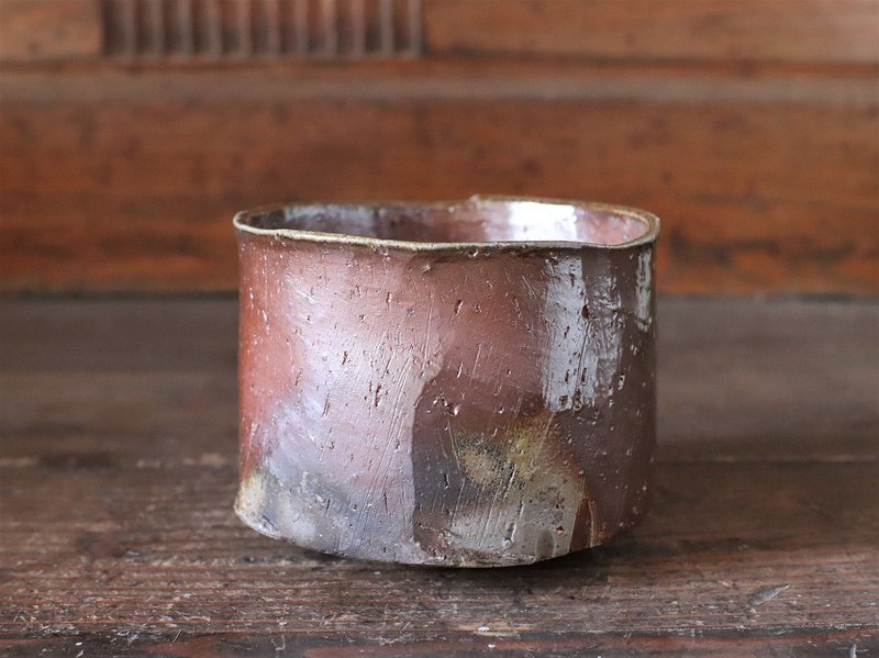 備前焼　茶盌 (桐箱付き)　ty-024 - 碗 - 陶 咖啡色