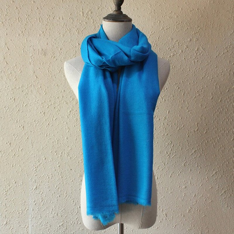 【限量】【Cashmere羊絨圍巾】藍 厚款 輕柔保暖 男女適用 - 圍巾/披肩 - 羊毛 藍色