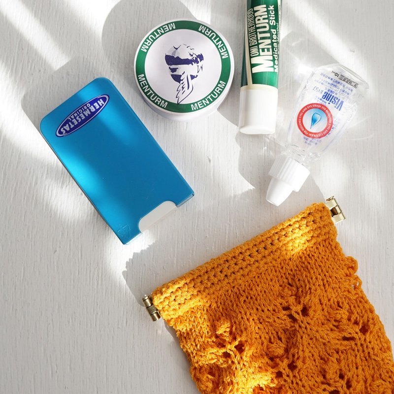 Ba-ba handmade Crochet Spring pouch No.B11 - กระเป๋าเครื่องสำอาง - วัสดุอื่นๆ สีส้ม