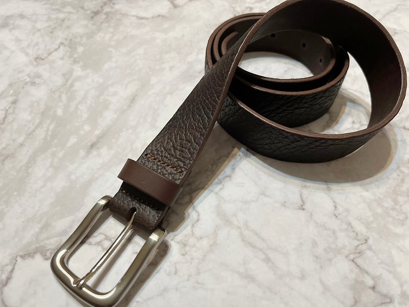Vegetable Tanned Leather Belt/Belt High Quality Buckle Cowhide - Belts - Genuine Leather Brown