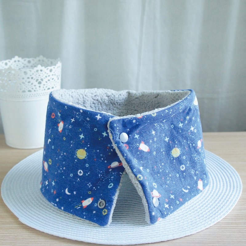 Lovely [Korean, Japanese cloth] Cosmic rocket brushed lamb down collar, bib, short scarf, blue gray - Knit Scarves & Wraps - Cotton & Hemp Blue
