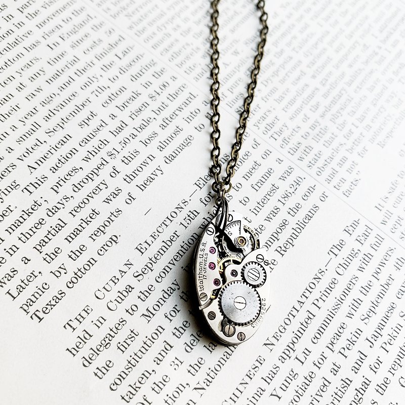 Steampunk Frozen Time 60s Antique Movement Necklace - Necklaces - Stainless Steel Silver