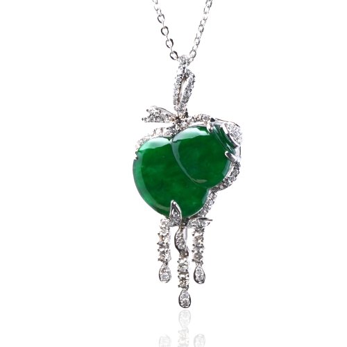 瓔珞珠寶盒 E.L.Jewelry Box 冰種老坑帝王綠翡翠葫蘆項鍊 18K金鑽石 | 天然緬甸玉A貨翡翠 |