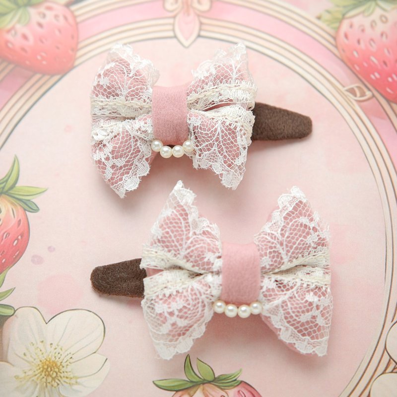 Luxurious lace hairpin/pink - เครื่องประดับผม - ไฟเบอร์อื่นๆ สึชมพู