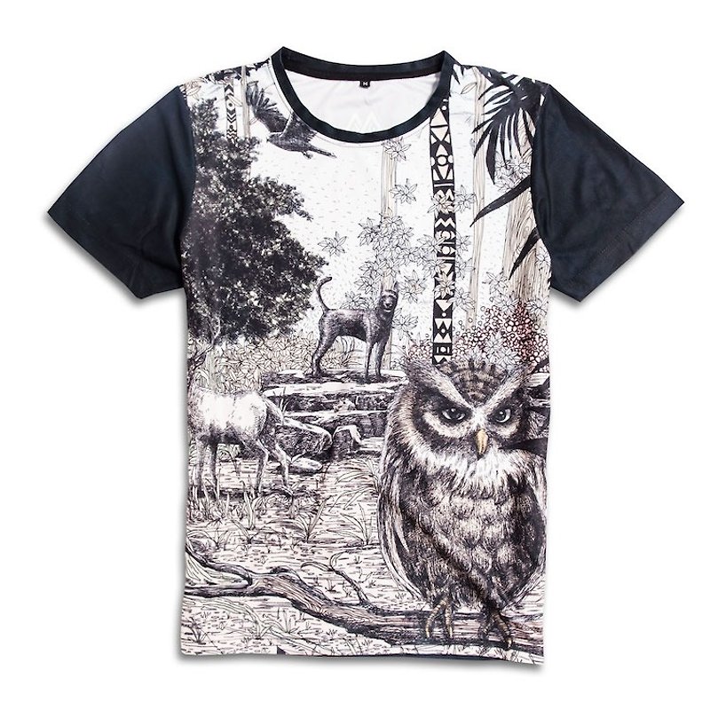 [Series] Department of Forestry neutral guardian of the forest owl T reservation - เสื้อฮู้ด - ผ้าฝ้าย/ผ้าลินิน สีดำ