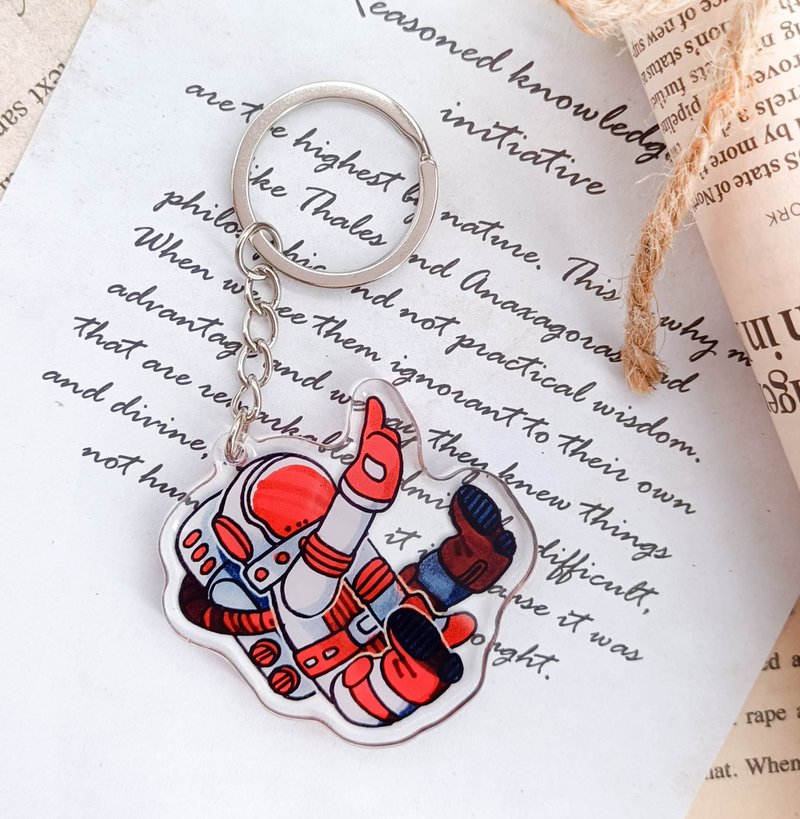 WF635旅行太空人 Travel Astronaut / 晶透吊飾 stationery charm - 鑰匙圈/鑰匙包 - 塑膠 多色