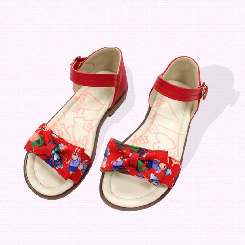 Single bow sandal color red, the price includes only the shoes - รองเท้าเด็ก - หนังเทียม สีแดง