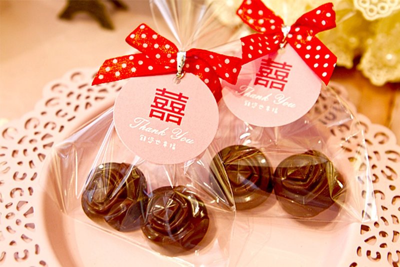 濃情玫瑰巧克力(二入)喜糖包 婚禮小物 二次進場 擺桌禮 送客喜糖 - 巧克力 - 新鮮食材 粉紅色