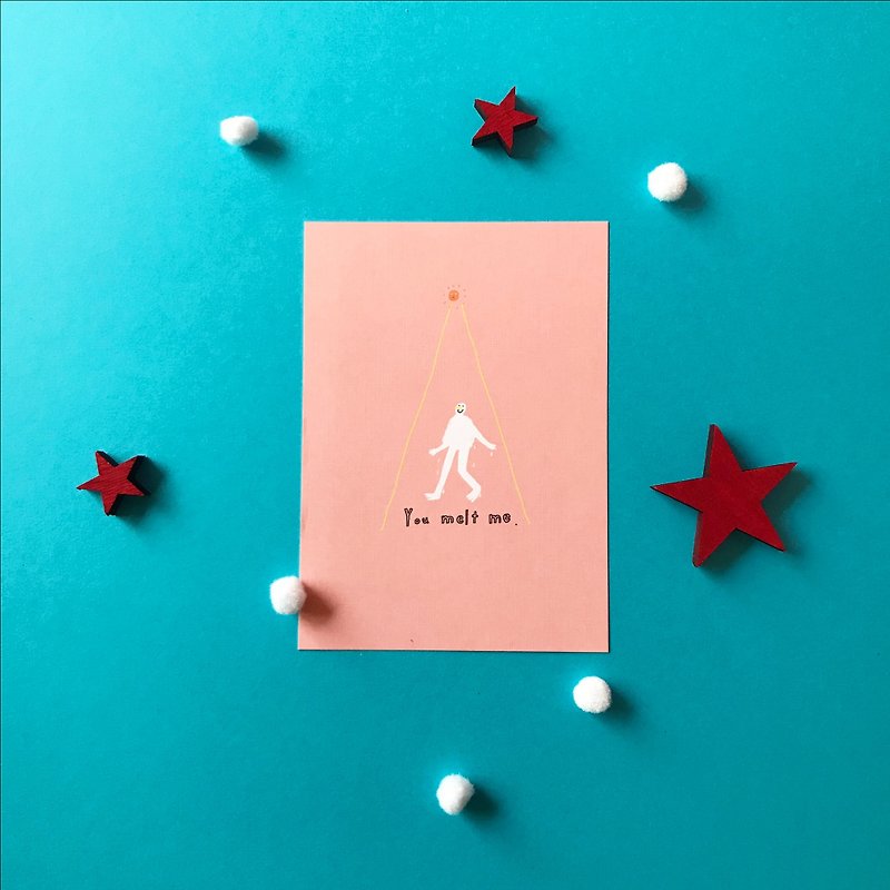 ☃あなたは私メルト|クリスマスはがき - カード・はがき - 紙 ピンク