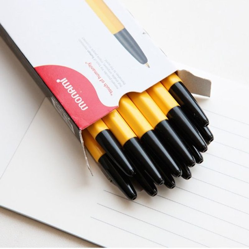 Monami-153 National Pen - Retro Yellow Rod Ball Pen Set (1.0mm) - Black, MNM83400 - ปากกา - พลาสติก สีดำ
