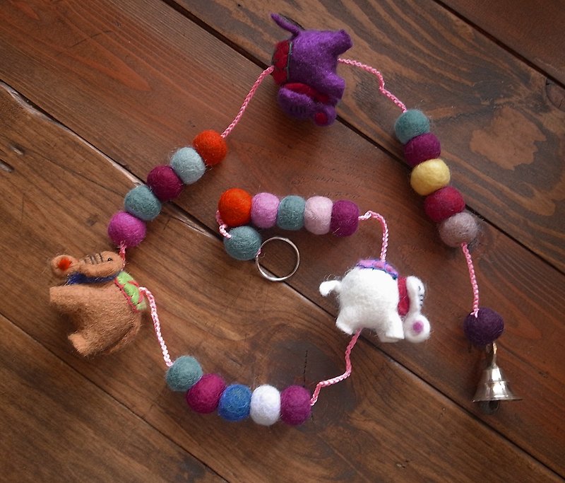 Animal Elephant Bell Long Hanging, Home Decor, Felt Mushroom, Housewarming gift - Other - Wool Multicolor