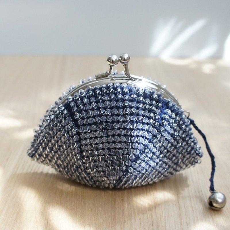 Ba-ba handmade Acrylic & Glass beads crochet coinpurse  No.748 - 散紙包 - 其他材質 藍色