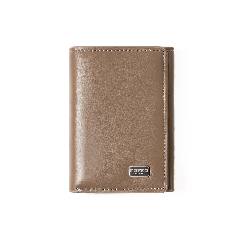 【FREED】紳士極潤頭層納帕(Nappa)真皮三折短夾-沙丘棕 聖誕禮物 - 錢包/皮夾/長短夾 - 真皮 卡其色