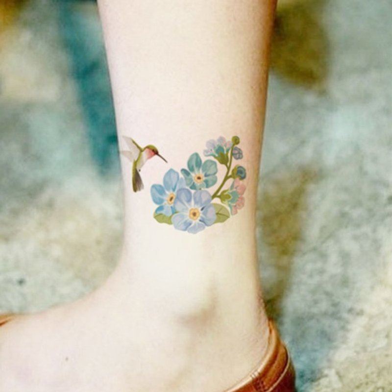 TU Tattoo Sticker - hummingbird waterproof Tattoo  original - Temporary Tattoos - Paper Multicolor