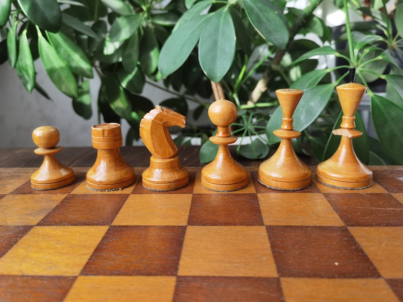 Old wooden Chess set USSR Retro Vintage Large chess Soviet Russian Chess 1960s - Board Games & Toys - Wood 