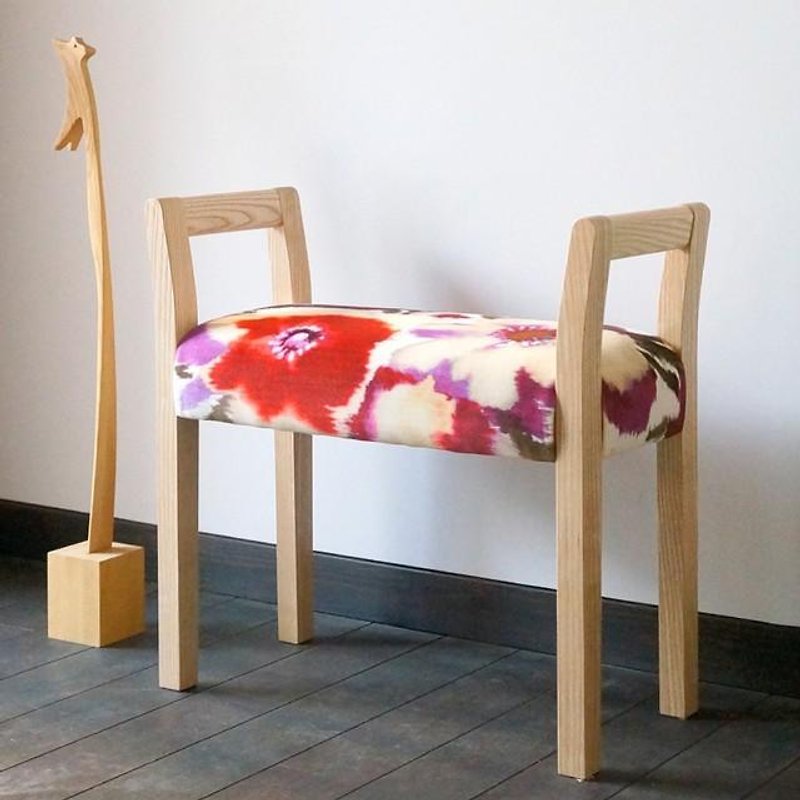 Entrance stool W-arm (Natural × Malvasia) - Other Furniture - Wood Red