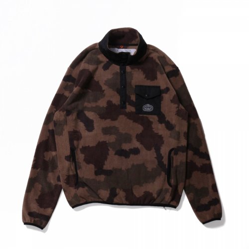 POLER 臺灣總代理 日本限定 POLER SNAP FLEECE 刷毛立領長袖上衣 / 咖啡迷彩色