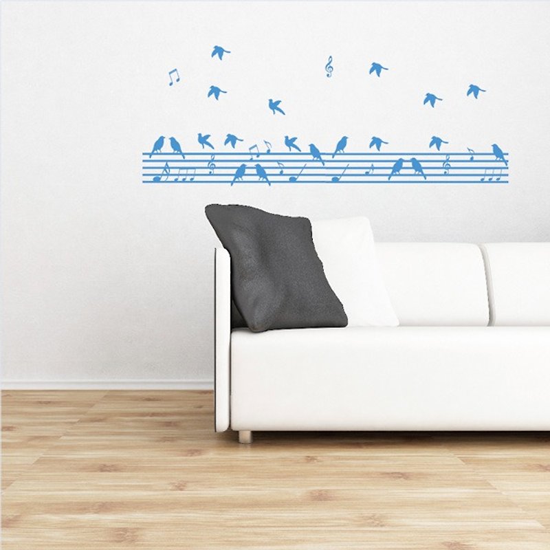 Smart Design Creative Seamless Wall Sticker ◆ Music Bird Stave 1 sheet in 8 colors, about 90 cm in length - ตกแต่งผนัง - กระดาษ สีแดง
