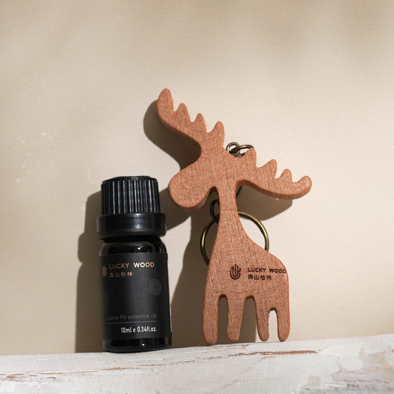 【 LUCKY WOOD】香柏木精油10ml + 香柏木搖搖馬鑰匙圈 - 香氛/精油/擴香 - 木頭 