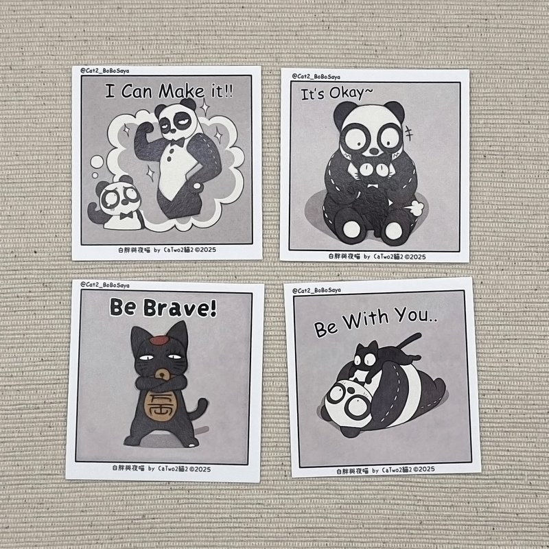 CaTwo貓2 原創角色 白胖與夜喵 單面小卡 - 卡片/明信片 - 紙 