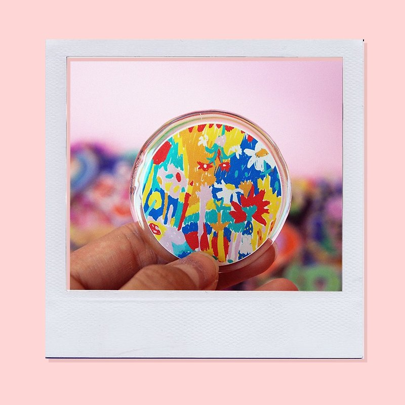 Keychain & Brooch "Flower garden" - Keychains - Plastic Multicolor