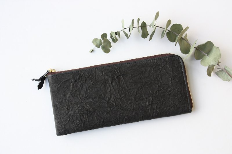Pigskin slim wallet wrinkle black - Wallets - Genuine Leather Black