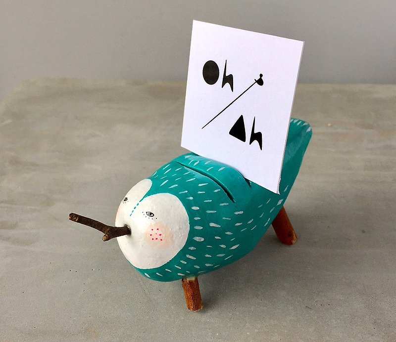 Quirky little ceramic holder for photo / name card / message note - 卡片座/卡片架 - 黏土 綠色