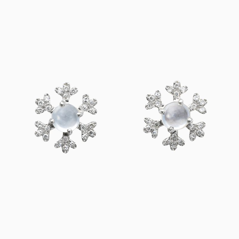 冰雪奇緣白翡耳環 天然玉石 | 翡翠耳環 | 女生送禮 | 18K金飾品 - 耳環/耳夾/耳骨夾 - 玉石 白色
