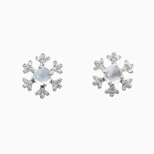 Jade Artisan玉品軒 冰雪奇緣白翡耳環 天然玉石 | 翡翠耳環 | 女生送禮 | 18K金飾品