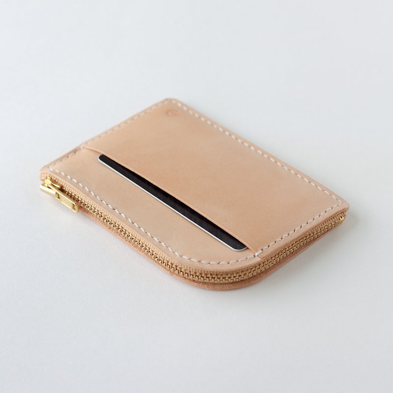 SEANCHY Leather coin case/sleeve - Hand stitched genuine Italian veg tan Leather - Wallets - Genuine Leather Brown
