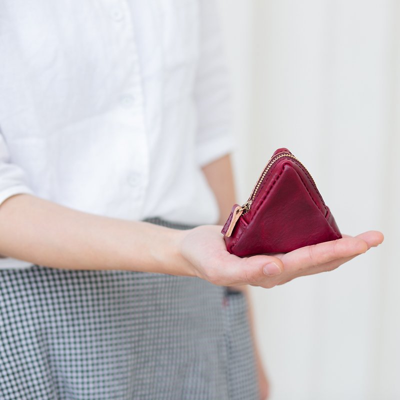 . LIN Leather. Leather cranberry red rice ball coin purse - Coin Purses - Genuine Leather Red