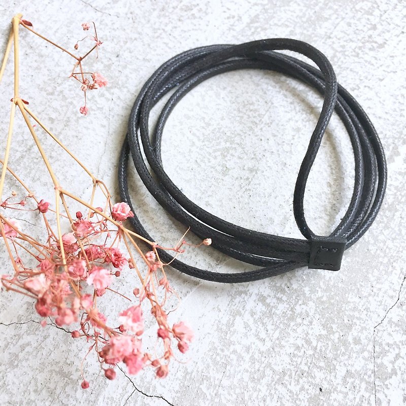 gogoro鑰匙皮套 頸繩配件 加購客製化禮物 - 掛繩/吊繩 - 真皮 黑色