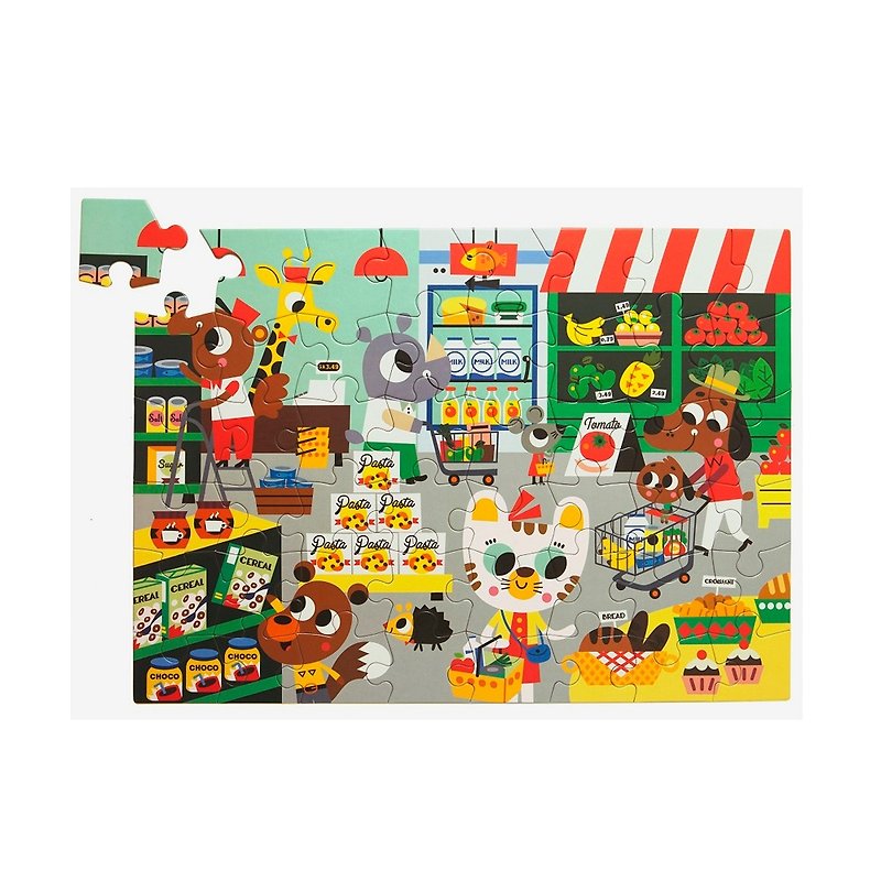 Dutch Petit Monkey ─ Happy Supermarket Puzzle (48 pieces/4Y+) - ของเล่นเด็ก - กระดาษ 