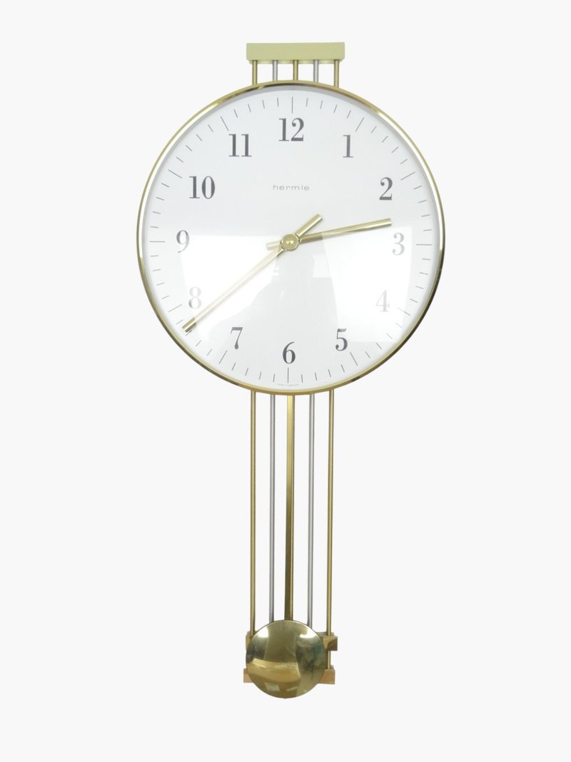 German Vintage Wall Clock HERMLE 8 day (Junghans Kienzle Mauthe era) - 時鐘/鬧鐘 - 木頭 咖啡色
