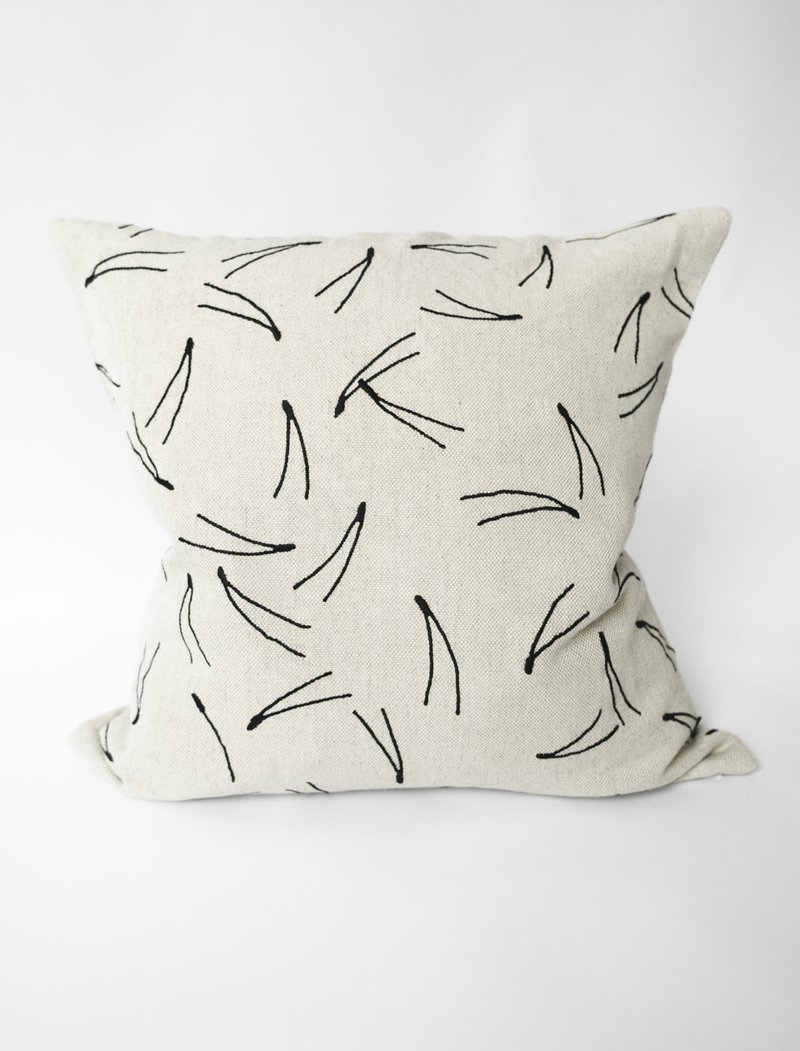 Nordic designer model - embroidered pillowcase BARR, BLACK needleleaf (natural - Pillows & Cushions - Cotton & Hemp 