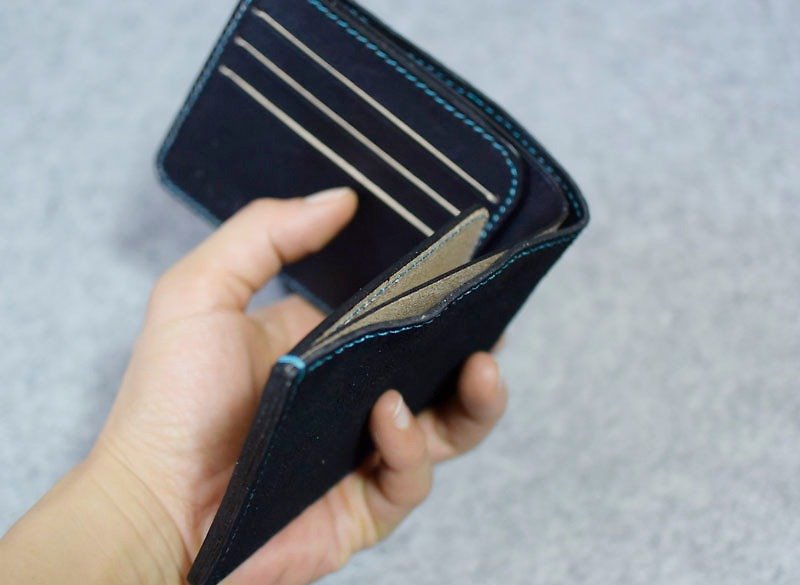 Leather Personality Short Clip Wallet 6 Cards + 2 L Clips - กระเป๋าสตางค์ - หนังแท้ 