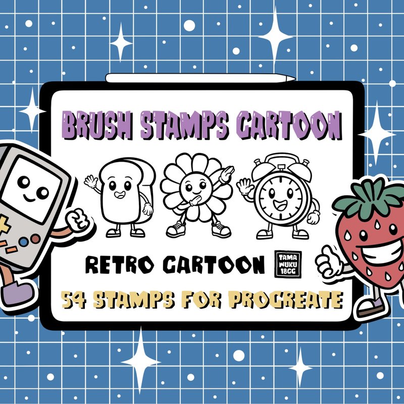 Retro Cartoon | Procreate Brush Stamp - 其他數位商品 - 其他材質 